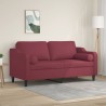 Canapé 2 places avec oreillers bordeaux 140 cm tissu 