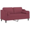 Canapé 2 places avec oreillers bordeaux 140 cm tissu 