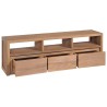 Meuble TV Bois massif de teck et finition naturelle 120x30x40cm 