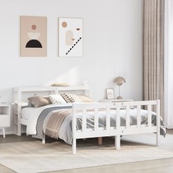 Cadre de lit sans matelas blanc 150x200 cm bois de pin massif 
