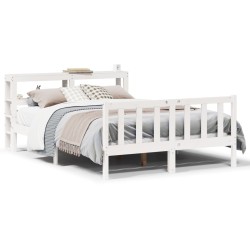 Cadre de lit sans matelas blanc 150x200 cm bois de pin massif 