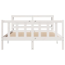 Cadre de lit sans matelas blanc 150x200 cm bois de pin massif 