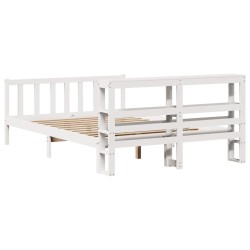 Cadre de lit sans matelas blanc 150x200 cm bois de pin massif 