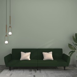 Canapé-lit à 2 places vert foncé velours 
