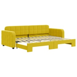 Lit de jour avec lit gigogne jaune 80x200 cm velours 