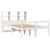 Lit bibliothèque sans matelas blanc 135x190 cm bois pin massif 