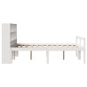 Lit bibliothèque sans matelas blanc 135x190 cm bois pin massif 