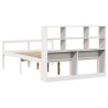 Lit bibliothèque sans matelas blanc 135x190 cm bois pin massif 