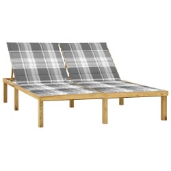 Chaise longue double avec coussins Bois de pin imprégné 