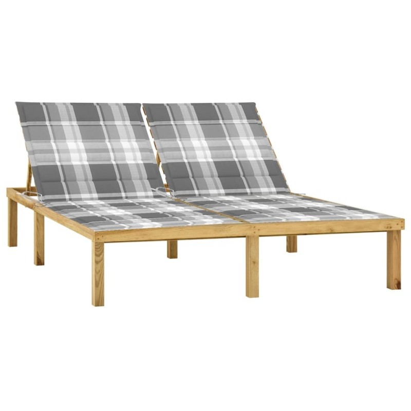 Chaise longue double avec coussins Bois de pin imprégné Chaise longue double avec coussins Bois de pin imprégné