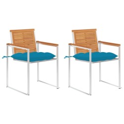Chaises de jardin avec coussins lot de 2 Acacia solide et acier 