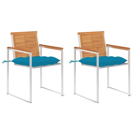 Chaises de jardin avec coussins lot de 2 Acacia solide et acier 