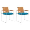 Chaises de jardin avec coussins lot de 2 Acacia solide et acier 