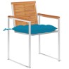 Chaises de jardin avec coussins lot de 2 Acacia solide et acier 