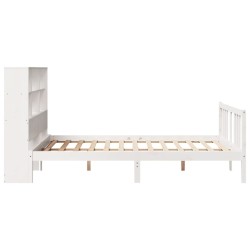 Lit bibliothèque sans matelas blanc 140x200 cm bois pin massif 