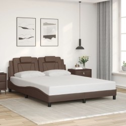 Cadre de lit sans matelas marron 160x200 cm similicuir 