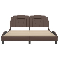 Cadre de lit sans matelas marron 160x200 cm similicuir 