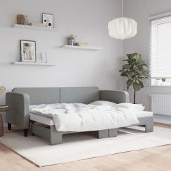 Lit de jour avec gigogne sans matelas gris clair 80x200 cm 