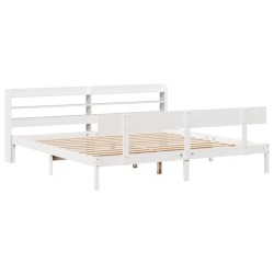 Cadre de lit sans matelas blanc 200x200 cm bois massif de pin 