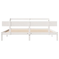 Cadre de lit sans matelas blanc 200x200 cm bois massif de pin 