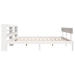 Cadre de lit sans matelas blanc 200x200 cm bois massif de pin 