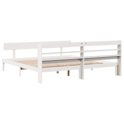 Cadre de lit sans matelas blanc 200x200 cm bois massif de pin 