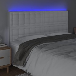 Tête de lit à LED Blanc 180x5x118/128 cm Similicuir 