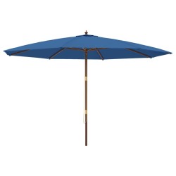 Parasol de jardin avec mât en bois bleu azuré 400x273 cm 