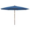 Parasol de jardin avec mât en bois bleu azuré 400x273 cm 