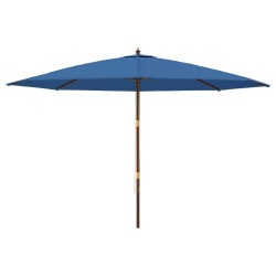 Parasol de jardin avec mât en bois bleu azuré 400x273 cm 