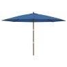 Parasol de jardin avec mât en bois bleu azuré 400x273 cm 
