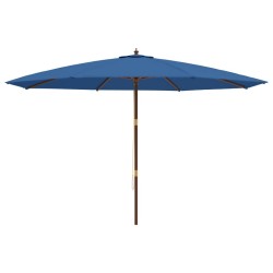 Parasol de jardin avec mât en bois bleu azuré 400x273 cm 