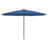 Parasol de jardin avec mât en bois bleu azuré 400x273 cm 