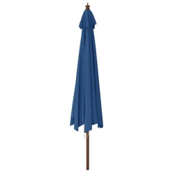 Parasol de jardin avec mât en bois bleu azuré 400x273 cm 