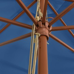 Parasol de jardin avec mât en bois bleu azuré 400x273 cm 