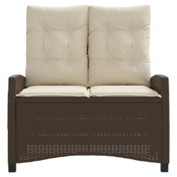 Banc inclinable de jardin avec coussins marron résine tressée 