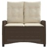 Banc inclinable de jardin avec coussins marron résine tressée 