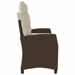 Banc inclinable de jardin avec coussins marron résine tressée 