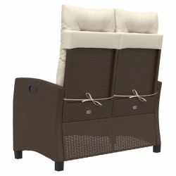 Banc inclinable de jardin avec coussins marron résine tressée 