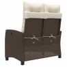 Banc inclinable de jardin avec coussins marron résine tressée 