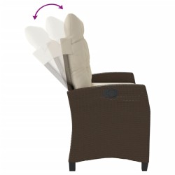 Banc inclinable de jardin avec coussins marron résine tressée 