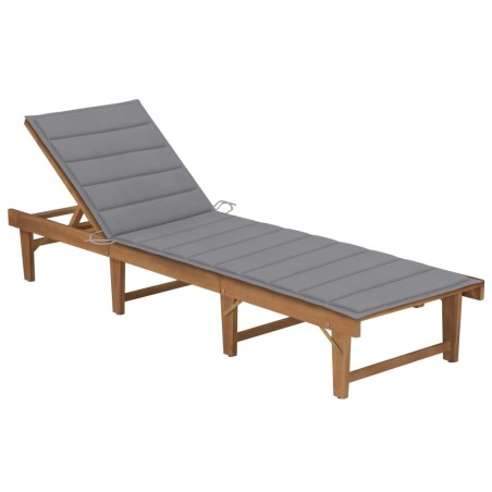 Chaise longue pliable avec coussin Bois d'acacia solide 