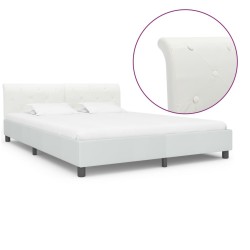 Cadre de lit sans matelas blanc similicuir 160x200 cm 
