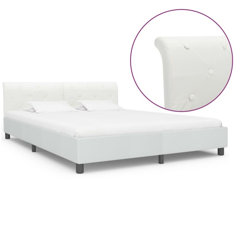 Cadre de lit sans matelas blanc similicuir 160x200 cm 