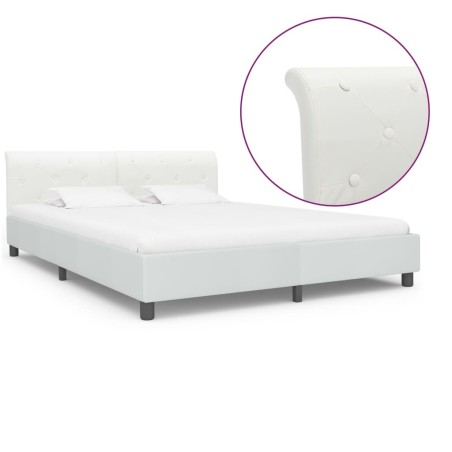 Cadre de lit sans matelas blanc similicuir 160x200 cm 