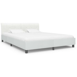 Cadre de lit sans matelas blanc similicuir 160x200 cm 
