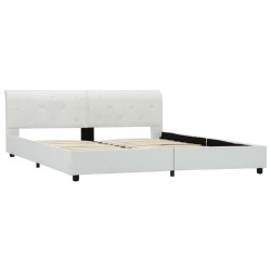 Cadre de lit sans matelas blanc similicuir 160x200 cm 