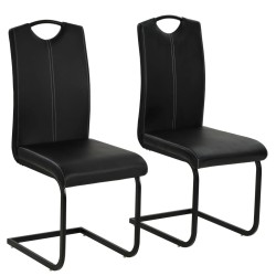 Chaises à manger cantilever lot de 2 noir similicuir 