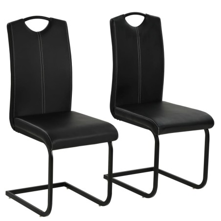 Chaises à manger cantilever lot de 2 noir similicuir 