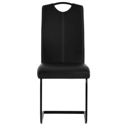Chaises à manger cantilever lot de 2 noir similicuir 